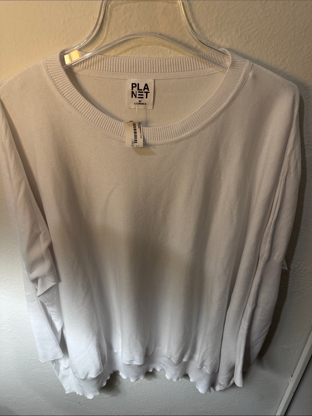 Planet White Crewneck Sweater - Lightweight Everyday Knit